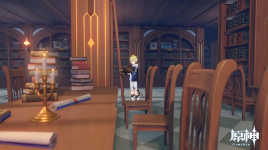 図書館にいるミカ