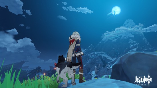 夜のドラゴンスパインを望むアリョーシャ
